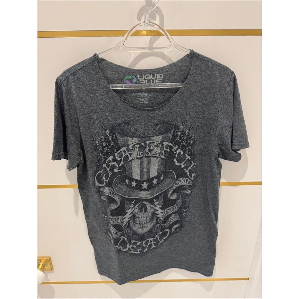 Liquid Blue Grateful Dead Gray White Charcoal Vintage Band Tee Small - Picture 4 of 5